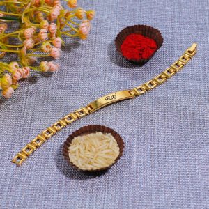Customised Name Bracelet Rakhi Gold