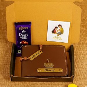 Customized Rakhi Wallet and Chocolate Combo