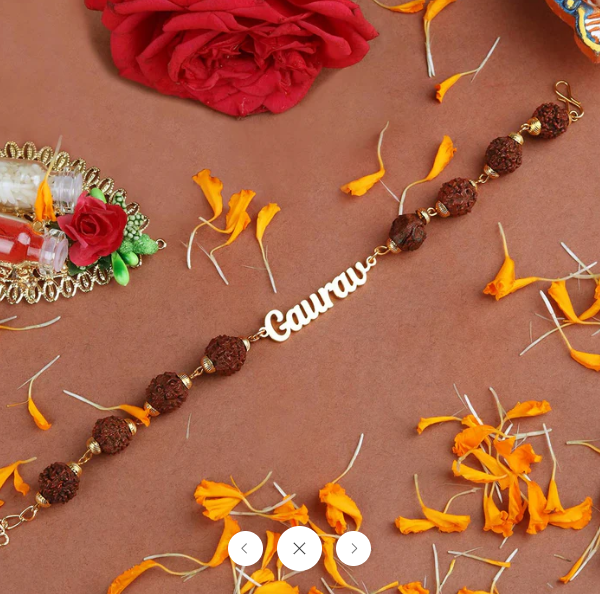 Customized Rudraksha Rakhi With Name Customized Rudraksha Rakhi With Name